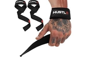 HUSTLE ATHLETICS Hustle Lifting Straps Gym Wrist Wraps - 24" Strong Cotton Weightlifting Wrist Straps to Support Grip and Lift Heavier - Ultimate Workout Deadlift Straps for weight lifting