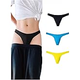 CLFBASES Men's Cotton Thong Sports T-back Sexy Classic Black/Blue/Yellow 3 Pack