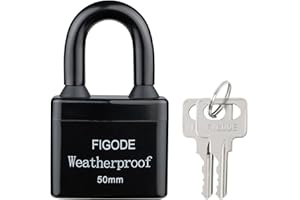 FIGODE® Outdoor Waterproof Padlock, Large Heavy Duty Sturdy Covered Laminated Steel Keyed Lock, 2.2 in. Wide