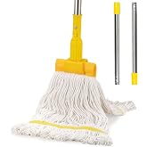 Professional Commercial Industrial Heavy Duty Mop with 48" Long Handle,Cotton Wet Commercial Mops for Floor Cleaning,Home,Kitchen,Office,Garage and Concrete Tile Floor