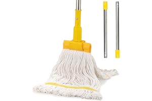 BRYQUELIN Professional Commercial Industrial Heavy Duty Mop with 48" Long Handle,Cotton Wet Commercial Mops for Floor Cleaning,Home,Kitchen,Office,Garage and Concrete Tile Floor