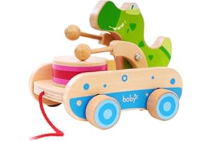 BOBY FOR YOUR BABY Baby Gift Wooden Toddler Pull Toy, Crocodile Drum Tapping Children's Toy, Baby dragging and Learning to Walk, Rope Traction Rope Crawling for Toddlers Ages 1+