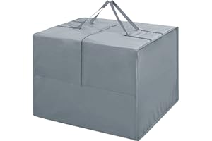 AURRAGIY Outdoor Cushion Storage Bag Square Cushion Storage Bags Water Resistant All Weather Protection with Zipper and Handle Garden Furniture Cushion Carrying Bags-81x81x61cm/32"L x 32" W x 24" H (Grey)