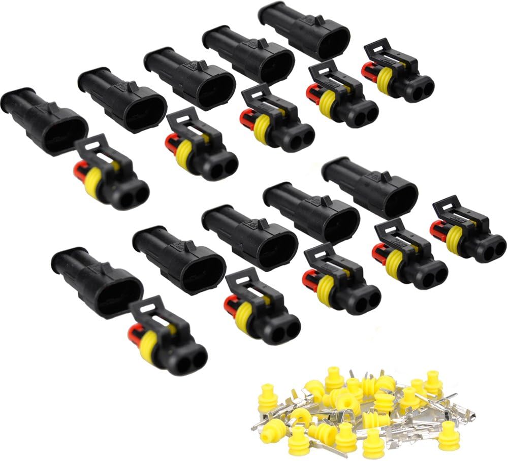 ETING 10 Kit 1.5mm Waterproof Electrical Wire Connector Plug 2 Pin Way
