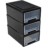 Utiao 6 Quart Plastic Stacking Storage Drawer Unit for Desktop, 3 Packs | Small Chest of Storage Drawers