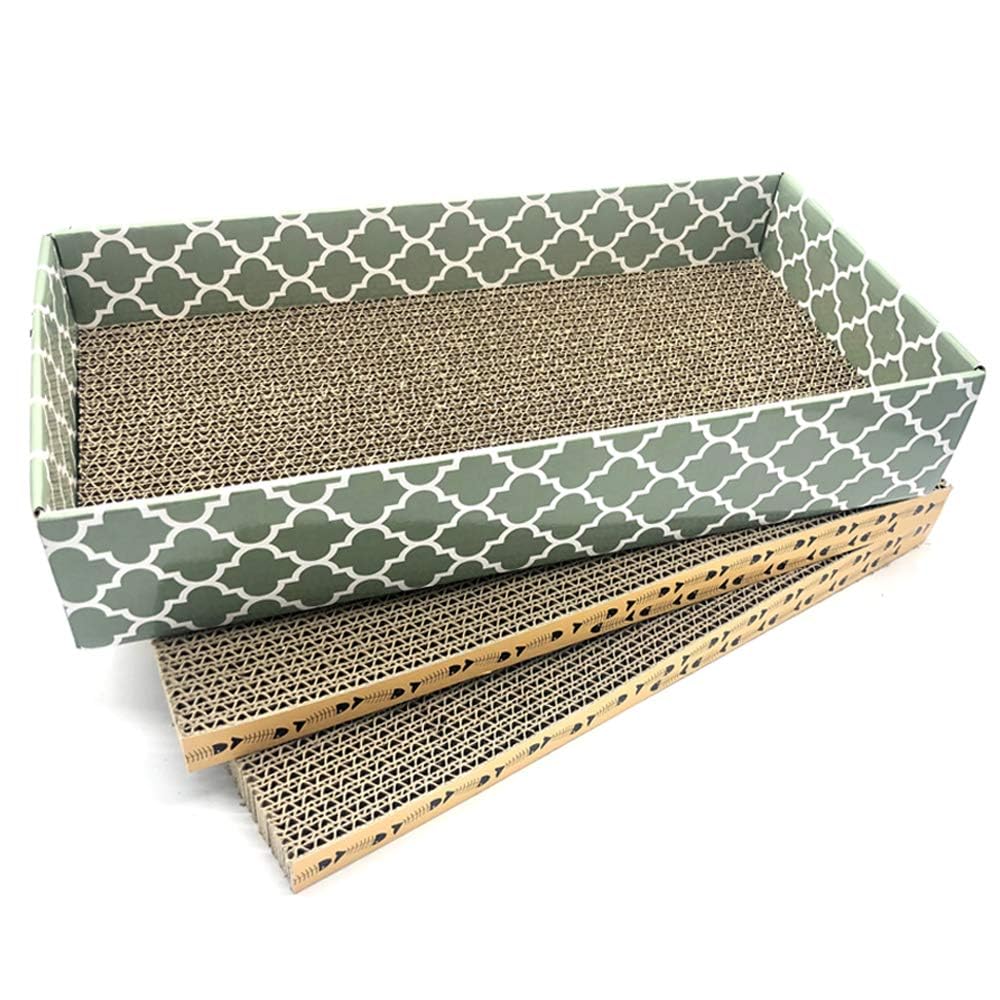 Photo 1 of Cat Scratcher Cardboard Scratching Pads Scratch Lounge Bed with Catnip 3PCS Reversible Corrugated Cardboard with Scratch Box