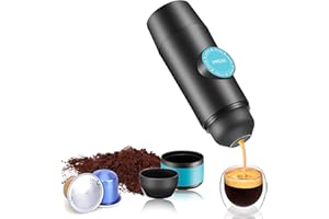 Portable Electric Coffee Machine Cordless Maker with 2 IN 1 Bin 15Bar Pump Auto Brew Built 2000mAh Battery