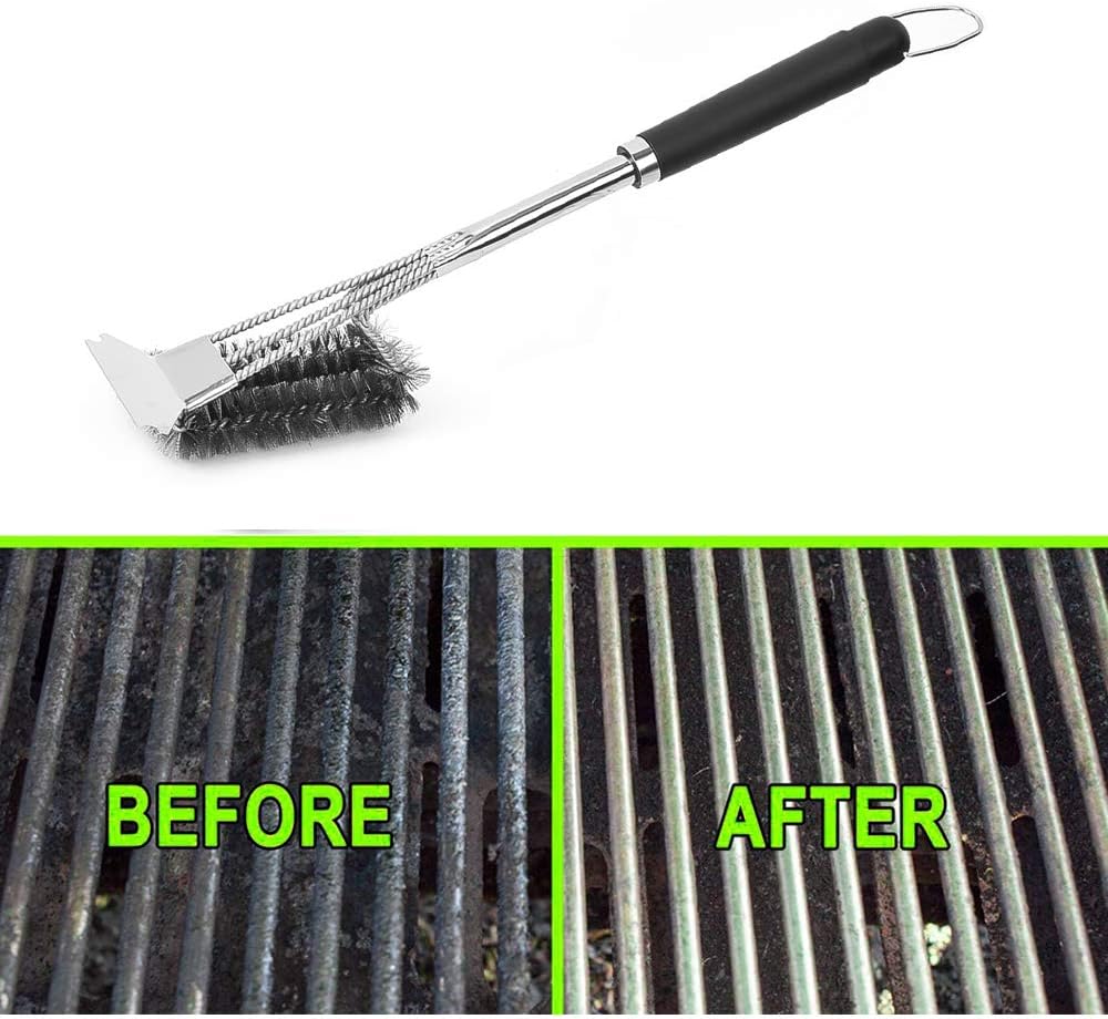Grill Brush and Scraper-Clean Grill Brush -Safe Stainless Steel Barbecue Steam Cleaning Brush for Charcoal Porcelain/WeberGas/Iron/Steel Grill Grates-Ideal Grilling Accessories Gift: Kitchen & Dining