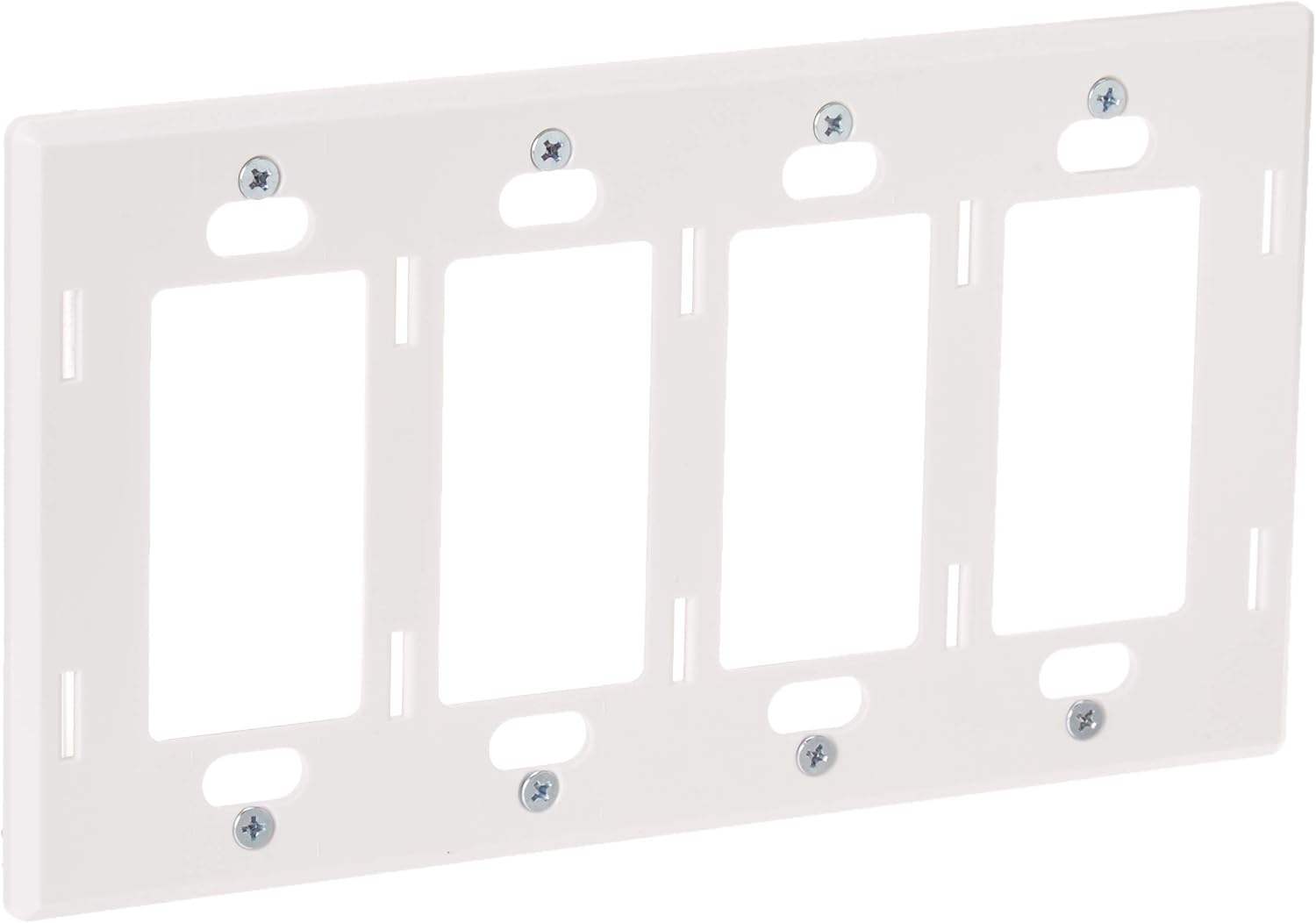 LUTRON CW-4-WH 4-Gang Claro Wall Plate, White - Switch Plates - 