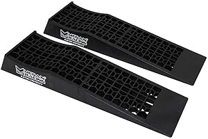 TRENDSAUTO Megan Racing Universal Low Profile Drive on Ramp | Car Ramps for Oil Changes, Low Cars, and Pickup Trucks | Includes Trends Auto Decal Sticker | Single Ramp (Total of 2) | MR-RAMP-01