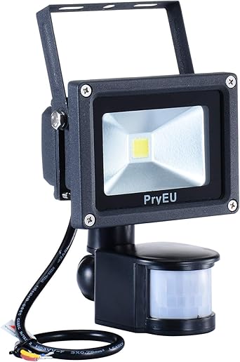 PryEU Foco proyector LED 10W con Sensor de Movimiento, 800 lúmenes ...