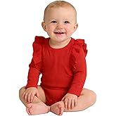 ZFZDRen 0-24M Infant Ribbed Romper Baby Girls Knit Ruffle Bodysuit Toddler Girl Solid Color Jumpsuit Holiday Shirt Tops