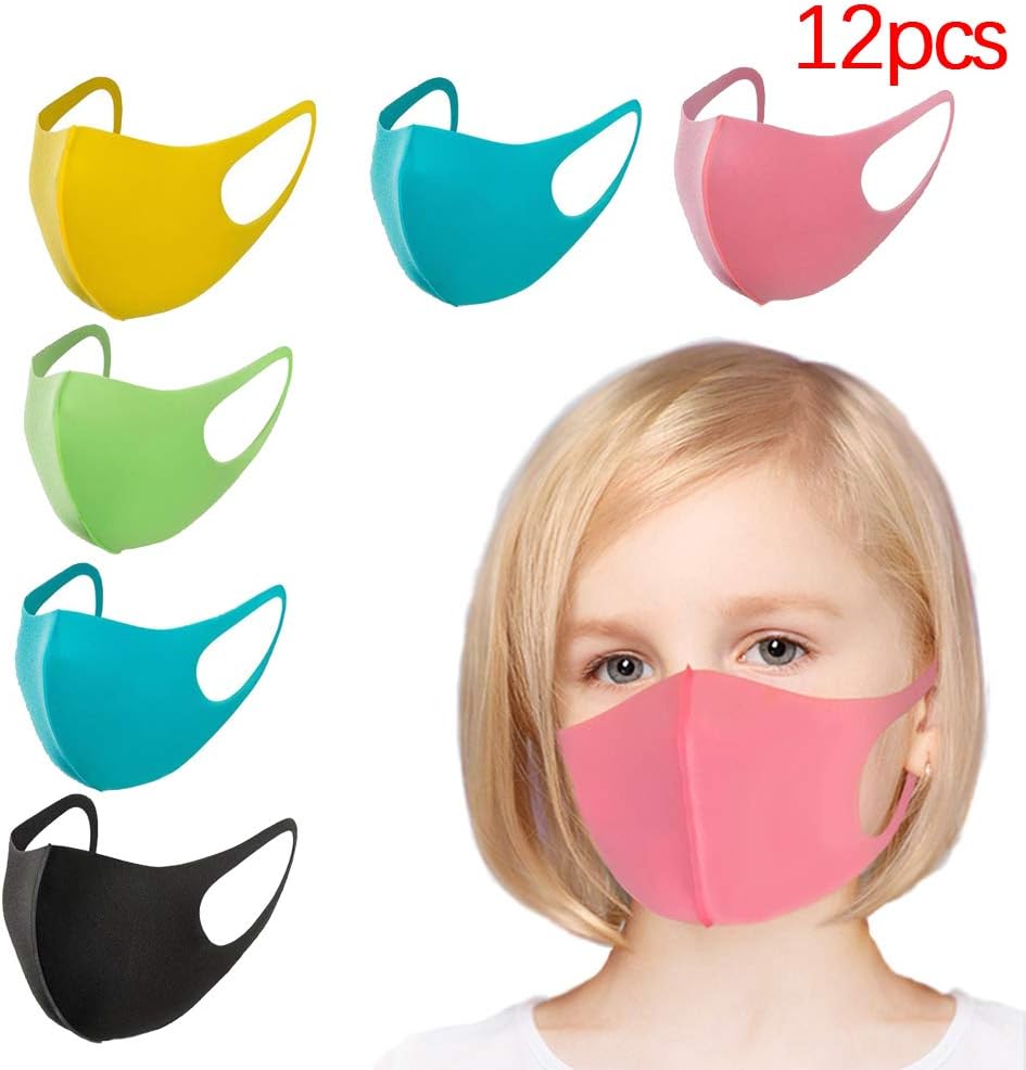 12Pcs PM2.5 Kid Respirator Anti-haze Mask Breathable Washable PU Sponge Dustproof Boys and Girls 3pcs The Color is Random (12pcs)