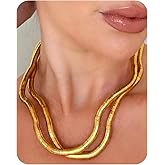 UANNEAU Gold Necklace for Women 14K Gold Plated Flexible Twisty Multi-purpose Bendable Snake Chain Necklace Chunky Jewelry Gifts
