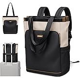 GOLF SUPAGS Convertible Laptop Backpack for Women Casual Daypack Notebook Tote Bag for Work College Travel Leisure (Black & White)