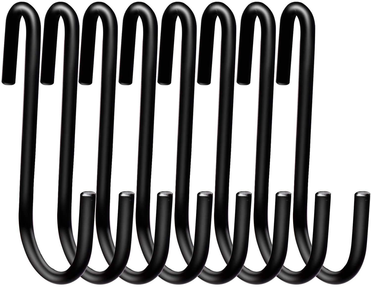 Swatowot 16 Pack Heavy Duty S Hooks 7.6 cm S Shaped Hanging Hooks Large Hangers for Kitchen, Bathroom, Bedroom and Office (16 Pack, Medium, Black)