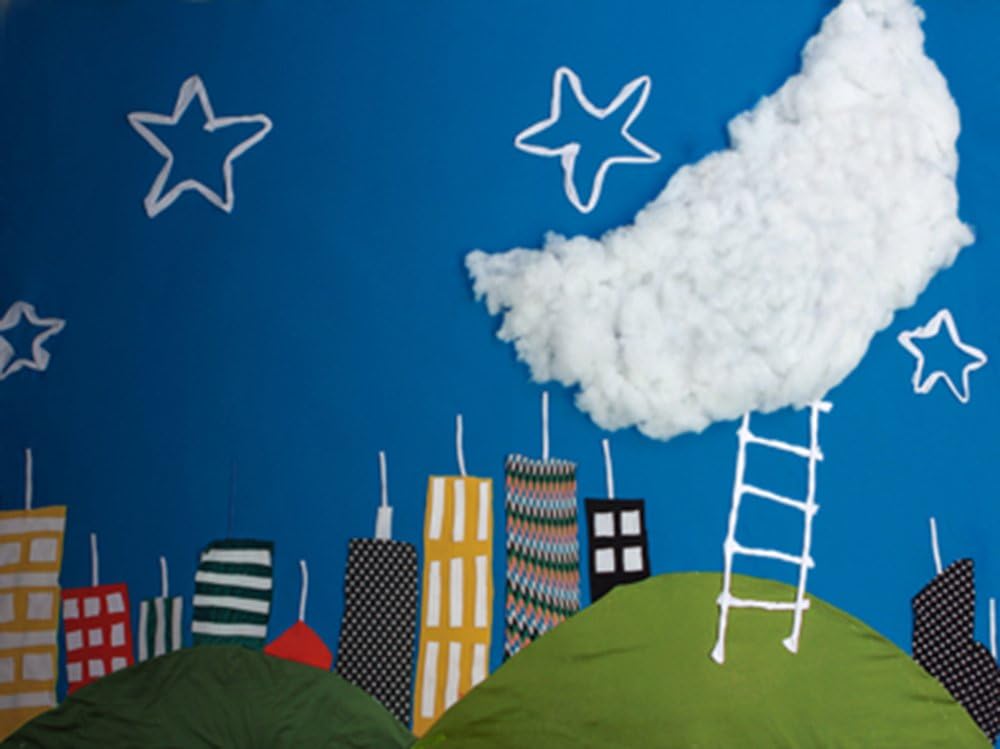 Wanery 5.9x4.1 FT/1.8x1.25 M Baby Photography Photo Backdrop City and Moon Scene Background for Photography Child under One Year Old