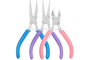 Jewelry Pliers Set, 3 Pack Jewelry Making Tool Kit Includes Mini Needle Nose Plier/Chain Nose Plier, Round Nose Plier and Wir