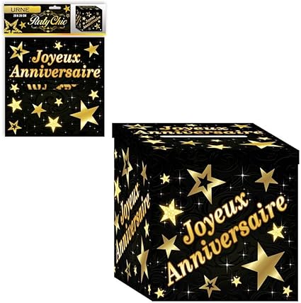 Sla Urne En Carton Joyeux Anniversaire Noir Et Dore Amazon Fr Jeux Et Jouets