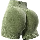 Women Workout Impact Shorts High Waisted Tummy Control Hidden Scrunch Butt Lifting Seamless Yoga Biker Shorts