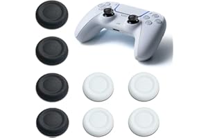 Oslynia 8 Pieces PS4/PS5 Controller Replacement Covers, Black and White 2 Color PS5 Joystick Replacement Covers, Anti-Slip an