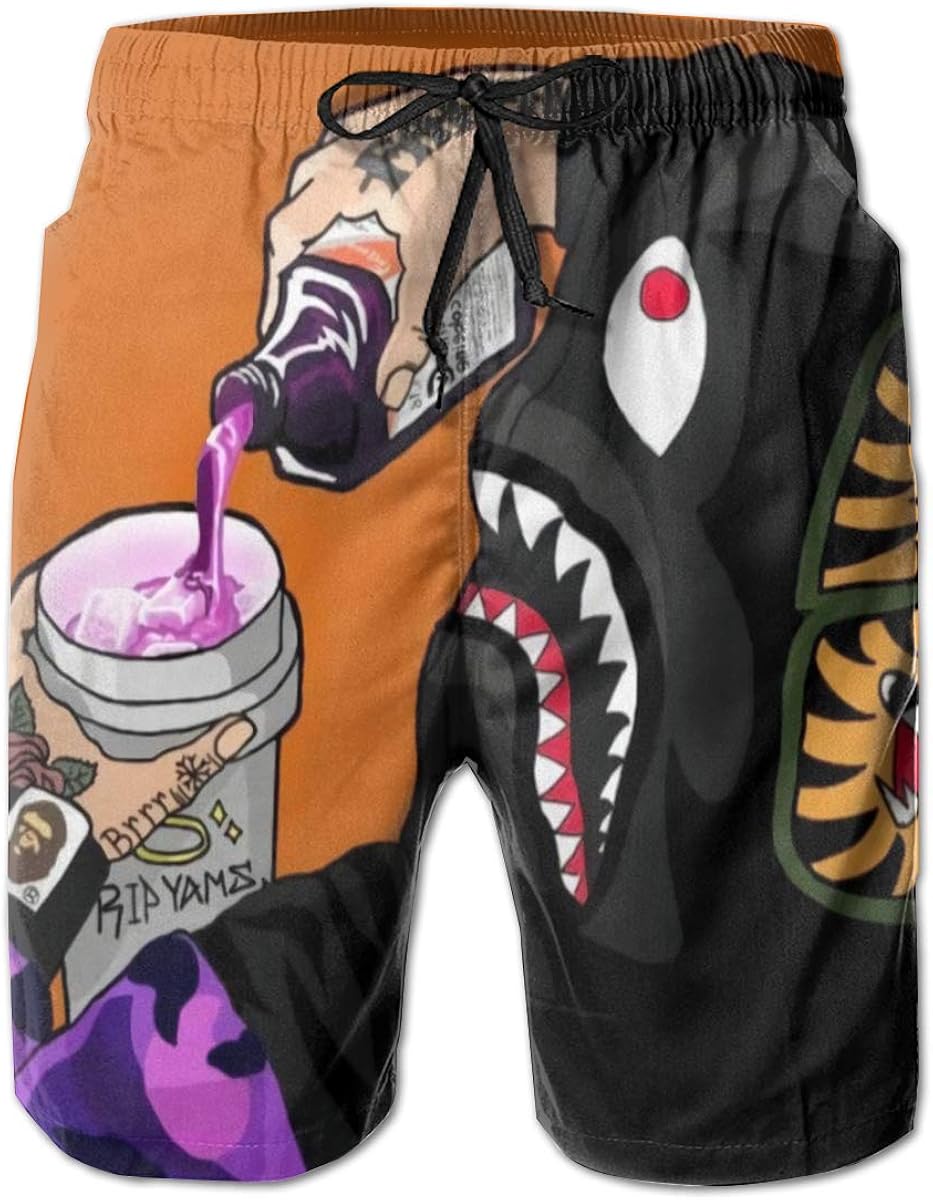 LinsSone Men's Bape Shark Beach Shorts,Beach Pants,Camouflage Summer Quick-Drying Beach Casual Shorts