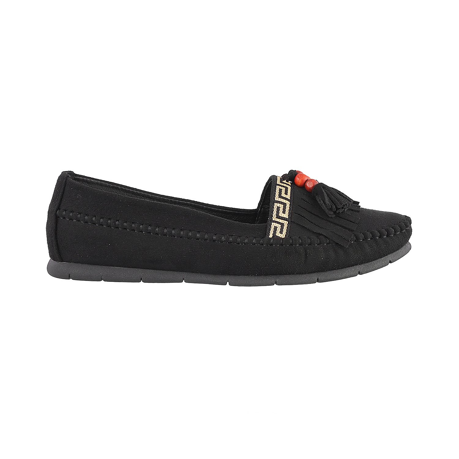 metro women black synthetic loafers (31-8087)