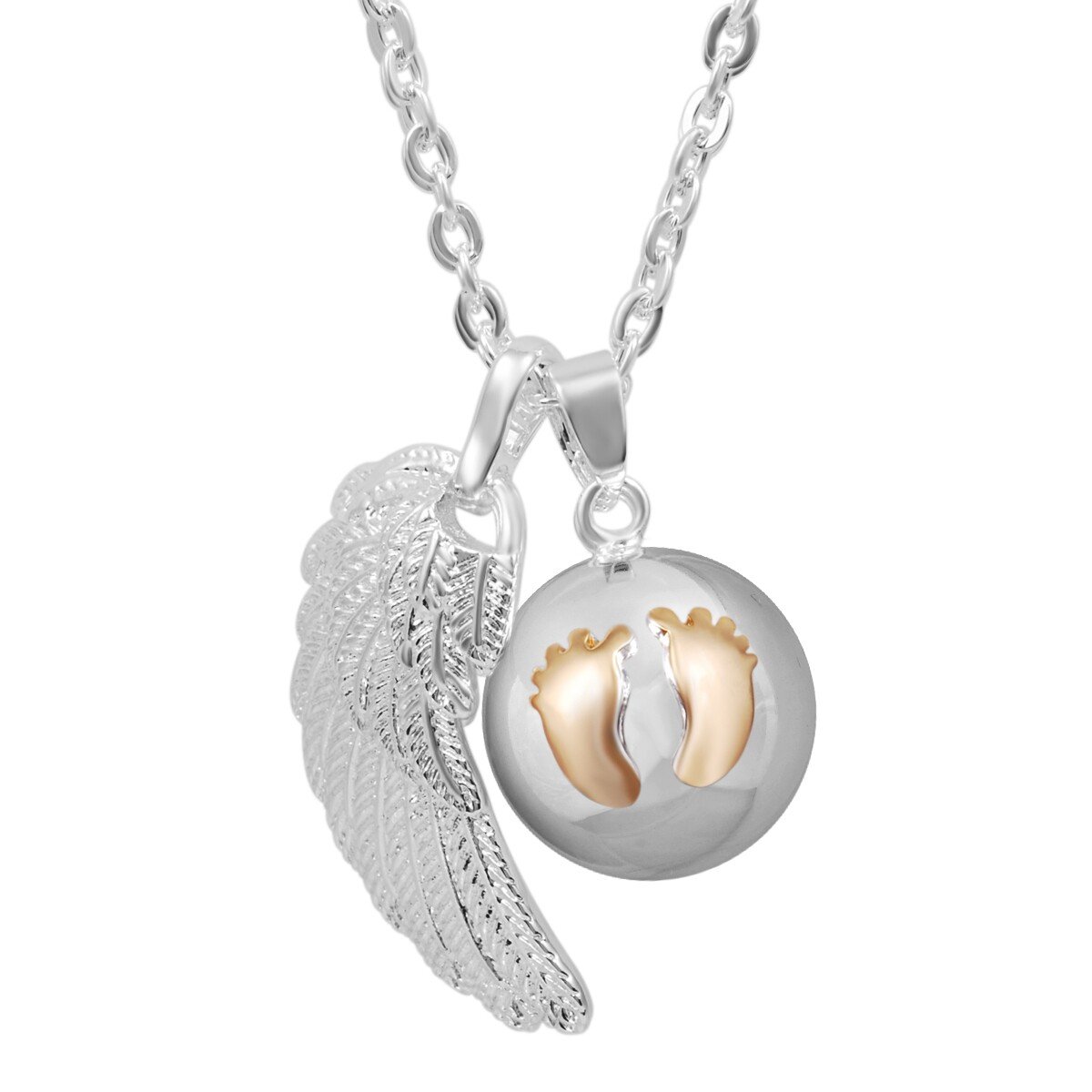 AEONSLOVE Chime Ball Pendant Necklace Angel Wing Music Wishing Bola for Pregnancy Mom Baby Best Jewellery Gift