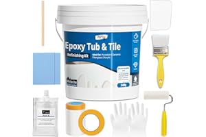VERNY DWIL Tub and Tile Epoxy Paint- 2K Bathroom Refinishing Kit, Durable Tub Paint, Waterproof, Quick-Dry, Easy Scraper&Brush Application for Bathtubs, Tiles, and Sinks, Bright Gloss White-1 Bathtub Size