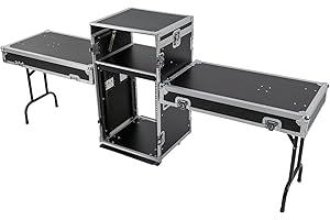 NJXBREK 14U PA DJ Rack, 4-Wheel Heavy Duty Mobile Studio Equipment Cabinet with 4 Wheels, Audio Rack/Road Case Vertical Rack Recording Studio Cabinet Racks for DJ/Studio/Network Equipment Storage