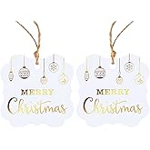100Pcs Christmas Gift Tags with String,Holiday Gift and Favor Tags,Christmas Gold Foil Paper Gift Tags for Xmas Parties and Celebrations,Christmas Design Gift Tags