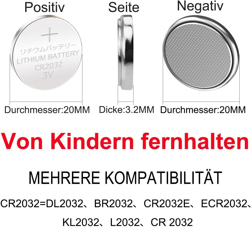 GutAlkaLi 20 Stück CR2032 3V Batterien CR 2032 Knopfzelle (Lithium Knopfzellen - 3 Volt im 20-er Pack) 2