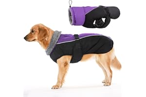 IDOMIK Dog Winter Coat, Reflective Waterproof Dog Jackets for Cold Weather, Warm Dog Coats for Small Medium Large Dogs, High Collar Dog Fleece Snow Jacket, Winter Vest with Adjustable Buckle,XL