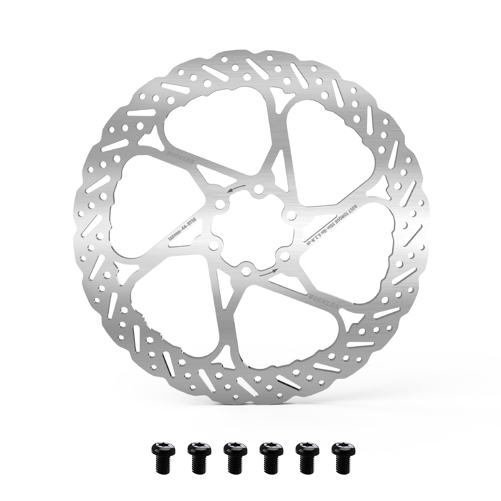 Photo 1 of BUCKLOS RT58 140mm 160mm 180mm 203mm Bike Disc Brake Rotor with 6 Bolts, MTB Stainless Steel Bicycle Brake Rotor Fit for Mountain Bikes, Road Bikes, BMX (M5 Screws)