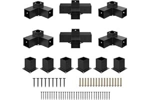 FRMZBWK 4x4 Heavy Alloy Steel Pergola Kit, 3-Way/4-Way Right Angle Corner Bracket Kit with 6pcs 4x4 Post Base (Actual: 3.6" X 3.6"), Solid Steel Pergola Hardware Kit for Gazebos, Gardens