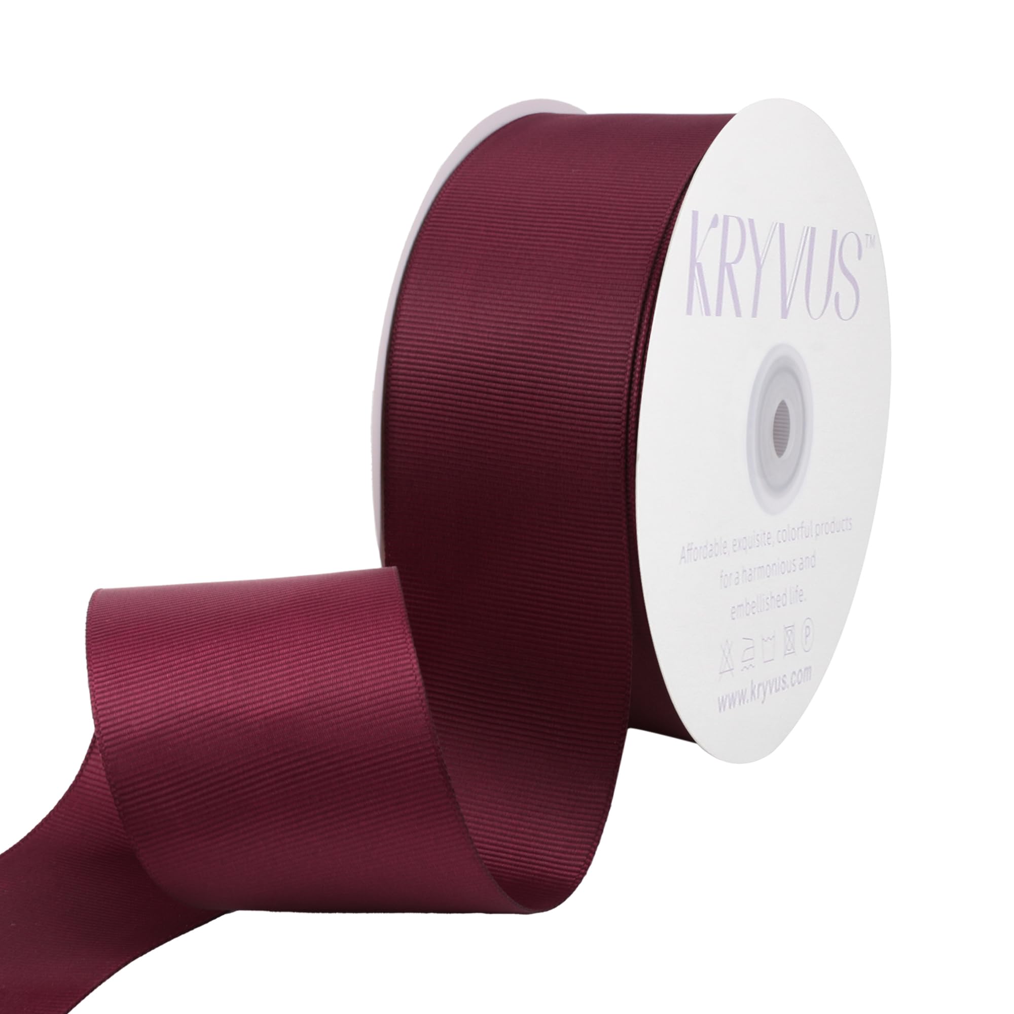 Kryvus Grosgrain Ribbon, Burgundy Ribbon 50mm x Continuous 45 Metres, Burgundy Grosgrain Ribbons Perfect for Gift Wrapping, Crafts, Sewing, Wedding Decor, DIY Hair Accessories and More