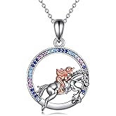 YFN S925 Sterling Silver Horse/Unicorn/Dragon/Wolf/Fox Necklace Heart Pendant Jewelry Gift for Women