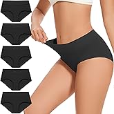 CleainKorte Womens Cotton Underwear Hipster Ladies Panties for Women Mid Rise Coverage Briefs Strech Breathable - 5 Pack