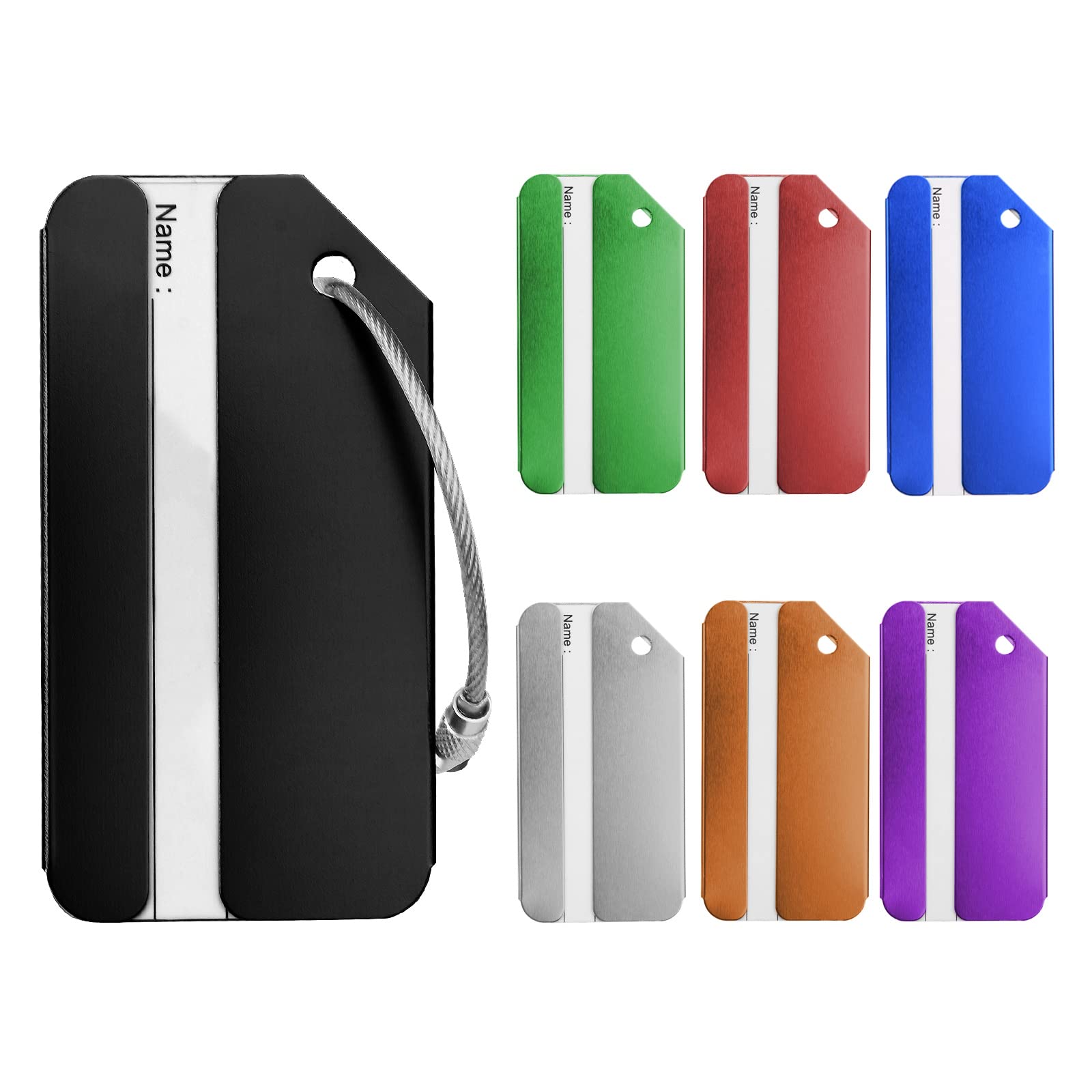 Flintronic 7 Pcs Luggage Tags, Aluminum Alloy Baggage Labels, Suitcase ID Tag Set, Handbag Tag Labels Travel Accessories for Checked Luggage, Hand Luggage and Handbags - Multicolors