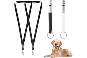 YONHTUTU 2 Pack Dog Whistle to Stop Barking Neighbors Dog, Professional Adjustable Ultrasonic Silent Dog Whistle for Dog Training Whistle for Recall or Scare Dogs Away with Lanyard (Black & White)
