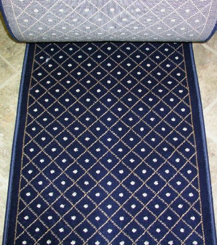 157619 - Rug Depot Royale 782 Navy Casual Trellis Hall and Stair Runner - 26" Wide Hallway Rug Runner - Navy Background - Carpet Runner Sold By the Foot