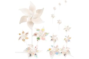 Sepco 50PCS Lovely DIY Pinwheels Craft for Boys and Girls Daycare Color Your Own White Blank Paper Pin-Wheels Summer Garden Party Favor Handmade Graffiti Windmill Spinners Toy