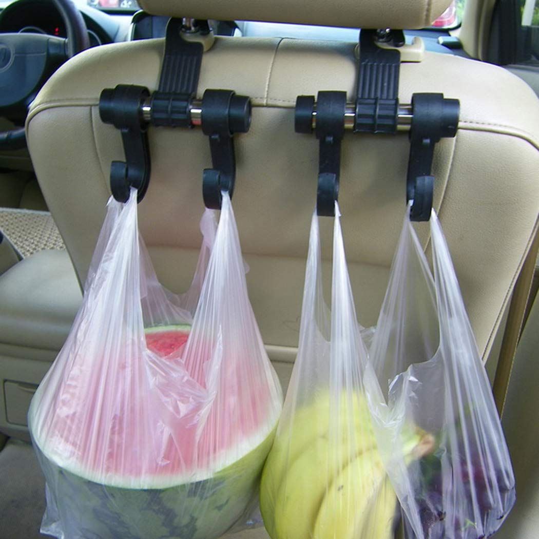 KOKOBUY Car Back Seat Headrest Double Hook Hanger Holder Coat Grocery Bags Organizer