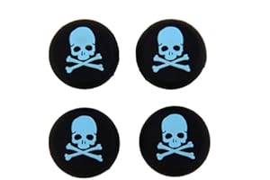 FEIYEN Silicone Thumb Stick Grip Cap Joystick Thumbsticks Caps Cover for PS4 PS3 Xbox One PS2 Xbox 360 Game Controllers (Blue Skull 4PCS)