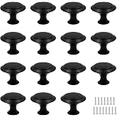 Biaungdo 15 Pack 1Inch Flat Black Kitchen Cabinet Knobs Drawer Dresser Handles Knobs, Round Drawer Handles