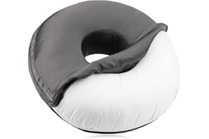 BNRendles Satin Ear Piercing Pillow Removable Cover for Side Sleepers Ear Pain Luxury Cnh Silky Ear Pillow with Holes Washable Side Sleeping Pillows Support Head Dark Gray