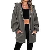 StunShow Women's Zip Up Hoodies Oversized Fleece Long Sleeve Sweatshirts Casual Fall Jacket Coat with Pocket(S-3XL)