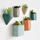 EcosidesSet of 6 Wall Hanging Geometric Planter Vase Ceramic Wall Decor Container - Succulent Plants, Air Plant, Faux Plants