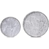 Ceramic Plant Saucer | Plant Trays for Indoors | Drip Tray | Plant Pot Saucers (4in + 6in, Gray and White)