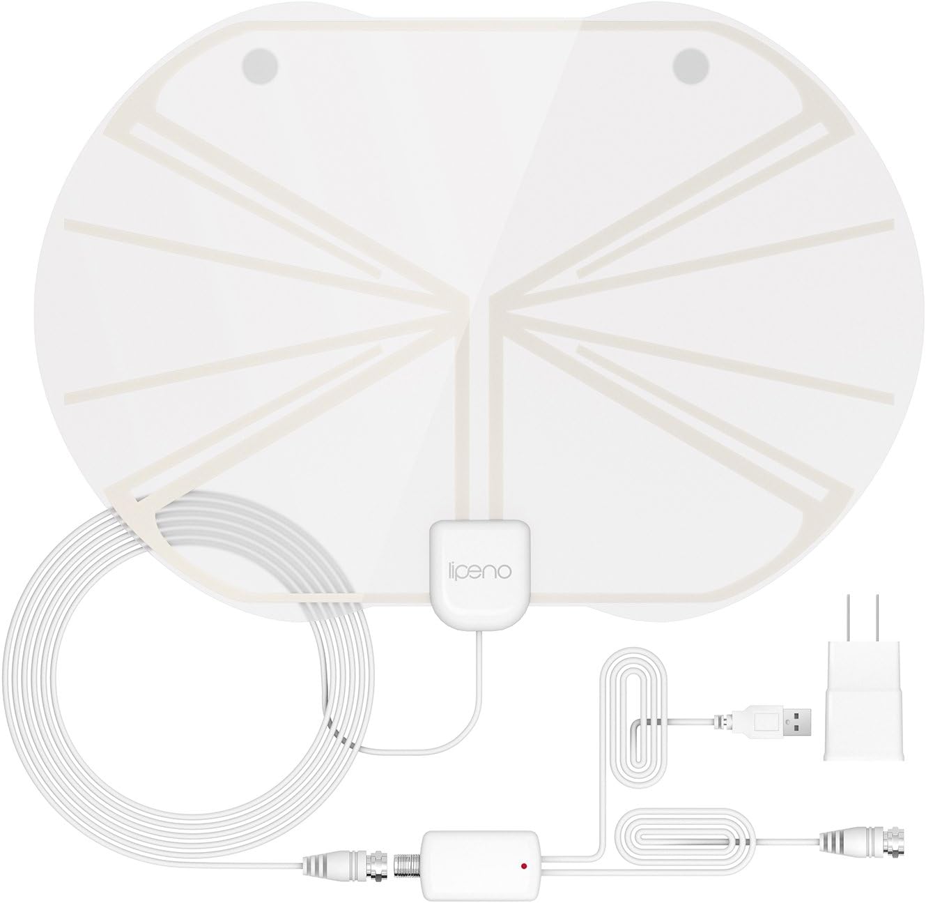 HDTV Antenna, Lipeno 50 Miles Range Indoor Amplified TV Antenna with Detachable Amplifier Singal Booster, USB Power Supply and 13FT+3FT High Performance Coaxial Cables โ Transparent Cat Appearance